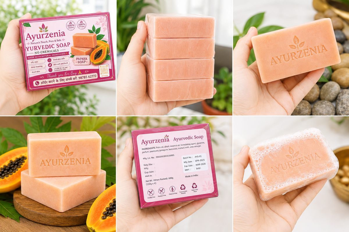 Ayurvedic 100% Pure Herbal Papaya Soap (4pcs)